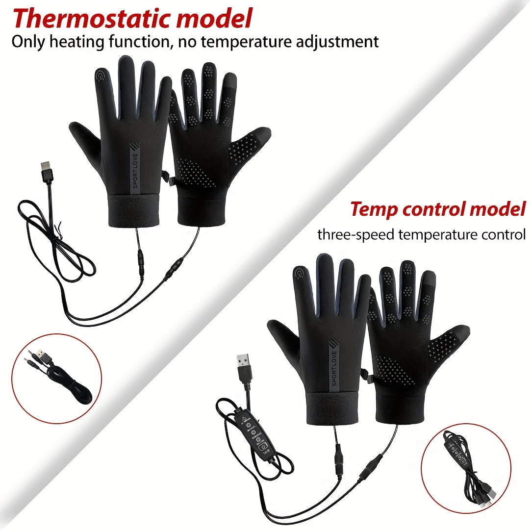 A+ Gants d'hiver chauffants ThermoGlove™ USB – Température réglable sur 3 niveaux